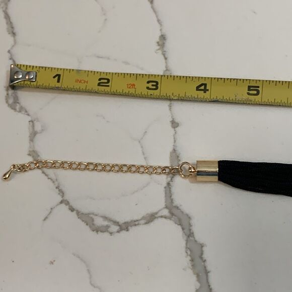 Macy’s | 22” Black Gold Tassel Women’s Strands Choker Necklace - Picture 10 of 11